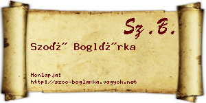 Szoó Boglárka névjegykártya